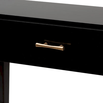Freya Modern Bohemian Bayur Wood 1-Drawer Console Table-Black