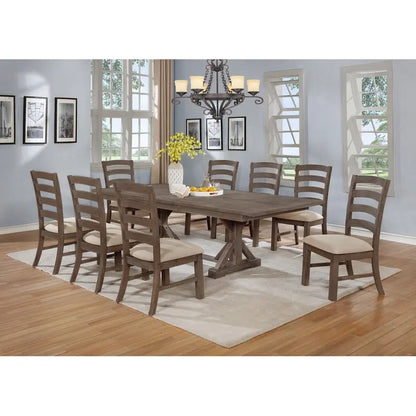 Best Quality Furniture Rustic Trestle 9-piece Dining Set