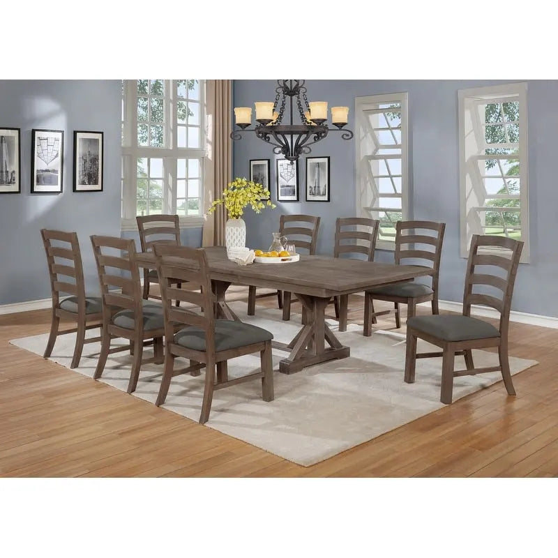 Best Quality Furniture Rustic Trestle 9-piece Dining Set
