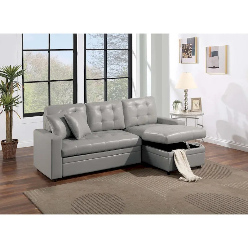 Poundex Reversible Convertible Sectional Sleeper with Storage