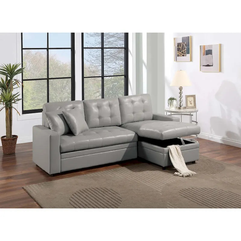 Poundex Reversible Convertible Sectional Sleeper with Storage