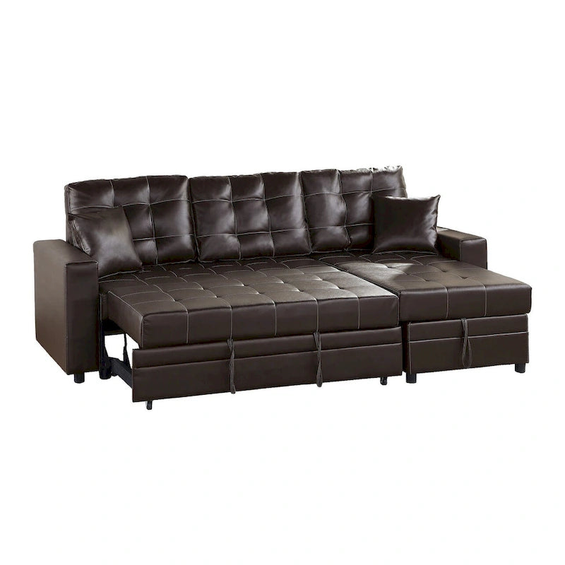 Poundex Reversible Convertible Sectional Sleeper with Storage