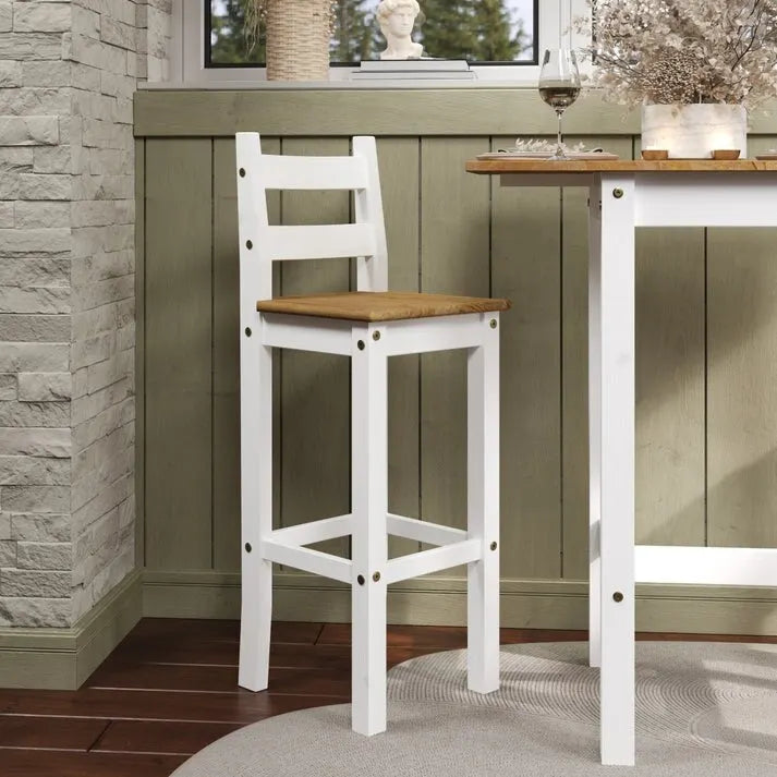 Wood Bar Height Dining Set of Drop Leaf Table and 2 Chairs Corona Collection