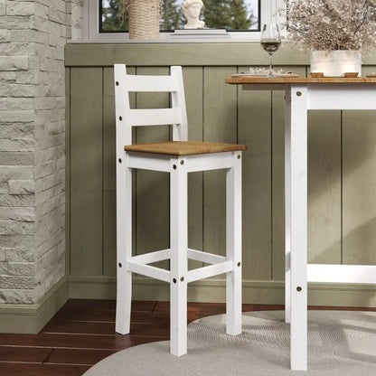 Wood Bar Height Dining Set of Drop Leaf Table and 2 Chairs Corona Collection