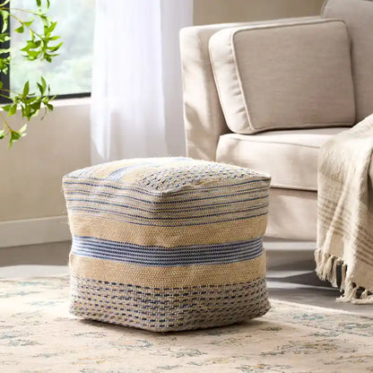 Caiman Handcrafted Boho Fabric Pouf by Christopher Knight Home