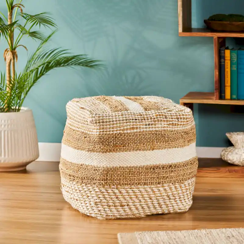 Caiman Handcrafted Boho Fabric Pouf by Christopher Knight Home