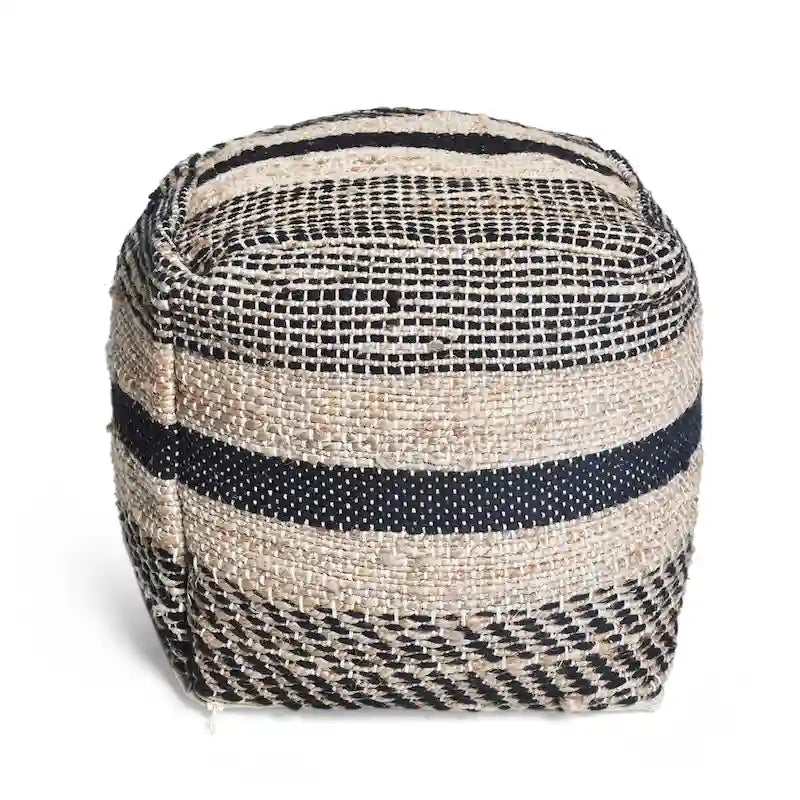 Caiman Handcrafted Boho Fabric Pouf by Christopher Knight Home