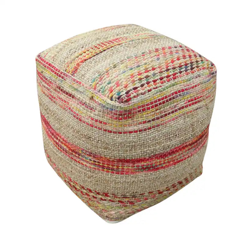 Caiman Handcrafted Boho Fabric Pouf by Christopher Knight Home