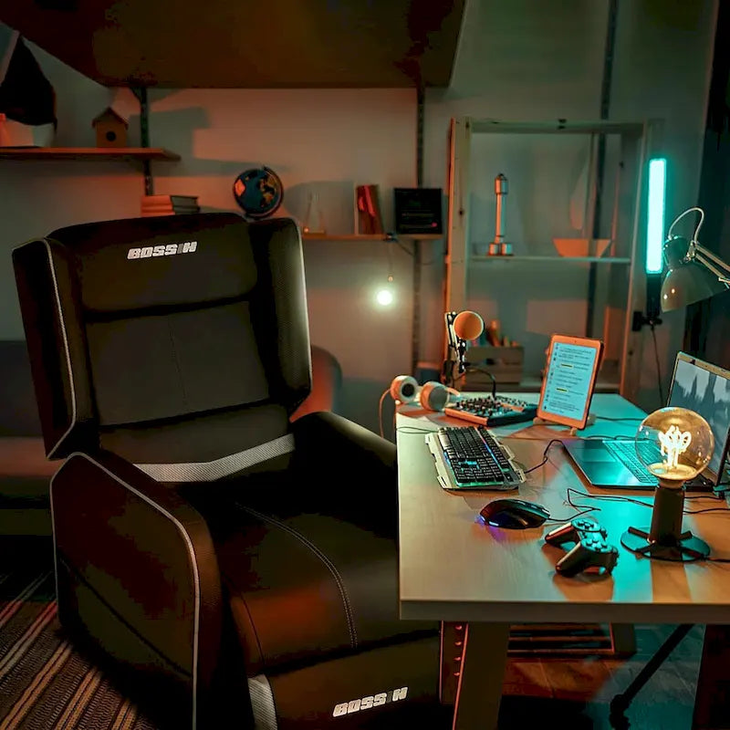 BOSSIN PU Leather Ergonomic Gaming Single Recliner Seating Sofa for Living Room