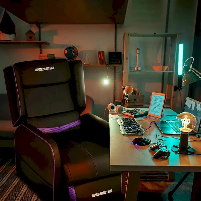 BOSSIN PU Leather Ergonomic Gaming Single Recliner Seating Sofa for Living Room