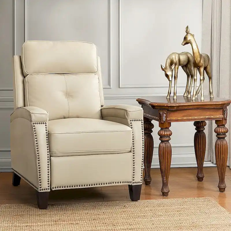 Gaspar Mid-Century Modern Pushback Recliner with Nailhead Trim by HULALA HOME