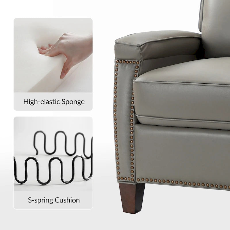 Gaspar Mid-Century Modern Pushback Recliner with Nailhead Trim by HULALA HOME