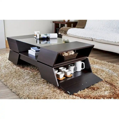 Anjin Enzo Contemporary 47-inch Glass Top Insert Two-tone 1-Shelf Coffee Table by Furniture of America