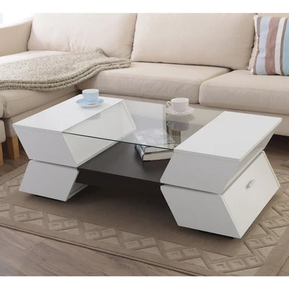 Anjin Enzo Contemporary 47-inch Glass Top Insert Two-tone 1-Shelf Coffee Table by Furniture of America