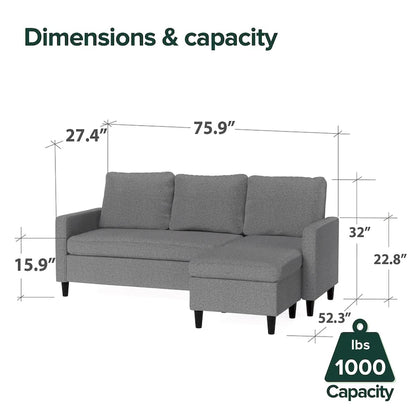 Priage by ZINUS Convertible Sectional Sofa with Reversible Chaise