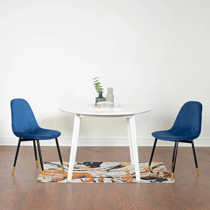 Roundhill Furniture Lassan Contemporary 5-Piece Dining Set, White Round Table and 4 Chairs