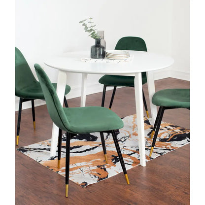 Roundhill Furniture Lassan Contemporary 5-Piece Dining Set, White Round Table and 4 Chairs