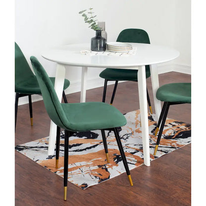 Roundhill Furniture Lassan Contemporary 5-Piece Dining Set, White Round Table and 4 Chairs