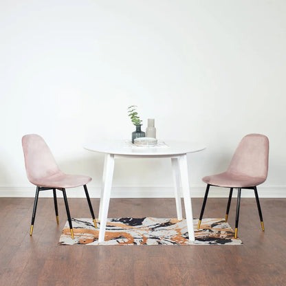 Roundhill Furniture Lassan Contemporary 5-Piece Dining Set, White Round Table and 4 Chairs