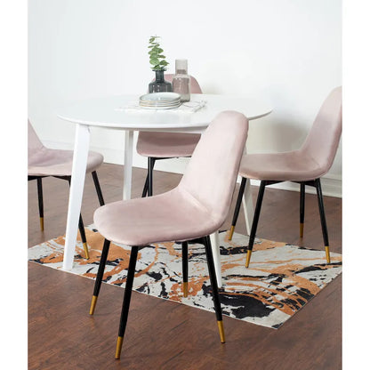 Roundhill Furniture Lassan Contemporary 5-Piece Dining Set, White Round Table and 4 Chairs