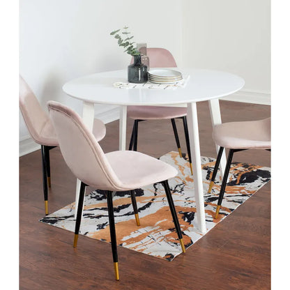 Roundhill Furniture Lassan Contemporary 5-Piece Dining Set, White Round Table and 4 Chairs