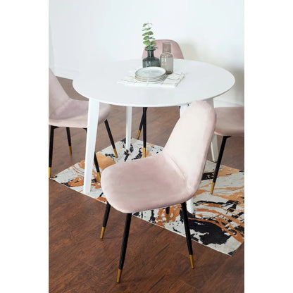 Roundhill Furniture Lassan Contemporary 5-Piece Dining Set, White Round Table and 4 Chairs