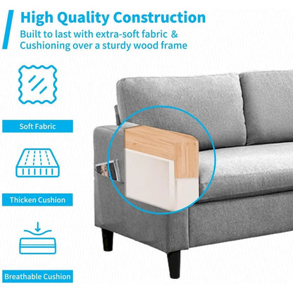 Mixoy Convertible L-Shaped Sectional 3-Seat Sofa with Storage Ottoman,Reversible Chaise - 85.83in x 27.95in x 30.71in