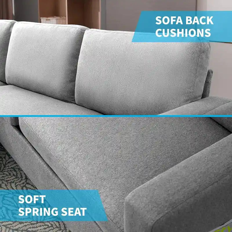 Mixoy Convertible L-Shaped Sectional 3-Seat Sofa with Storage Ottoman,Reversible Chaise - 85.83in x 27.95in x 30.71in