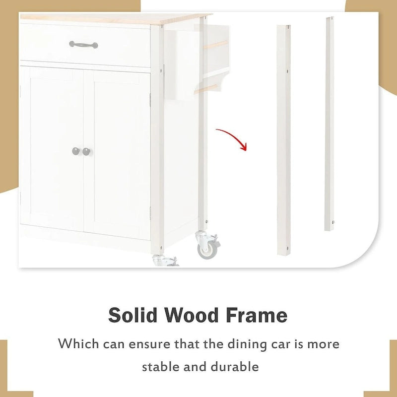 54.3 W Solid Wood Countertop Kitchen Cart with 4 Door Cabinet and 2 Drawers