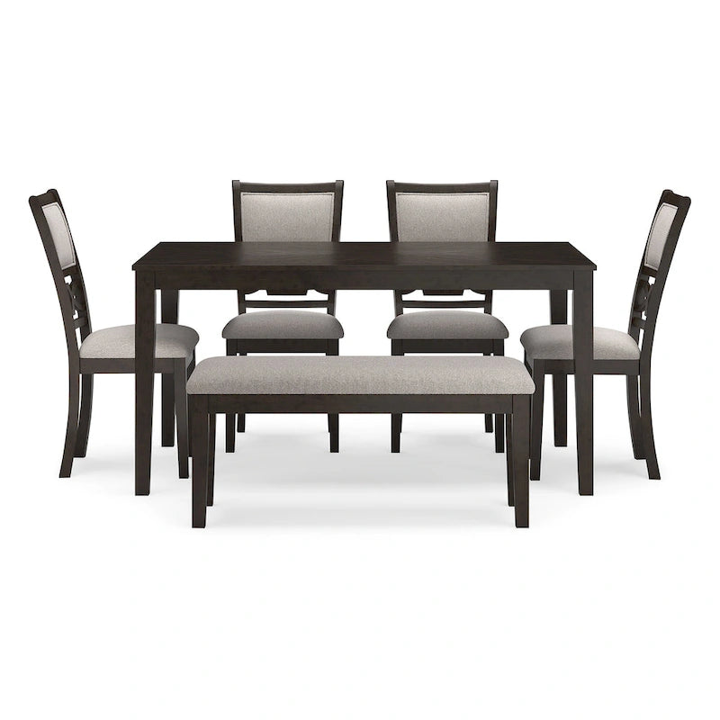 Signature Design by Ashley Langwest Dining Table and 4 Chairs and Bench (Set of 6)