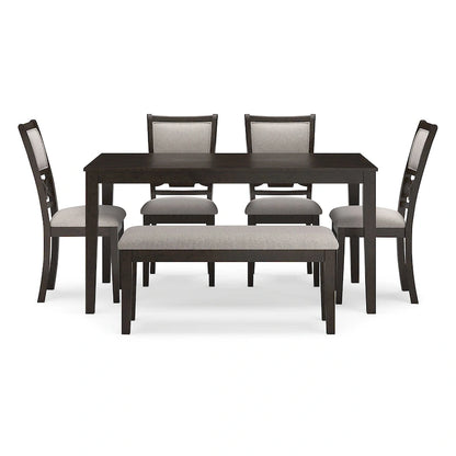 Signature Design by Ashley Langwest Dining Table and 4 Chairs and Bench (Set of 6)