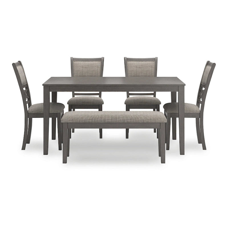 Signature Design by Ashley Langwest Dining Table and 4 Chairs and Bench (Set of 6)