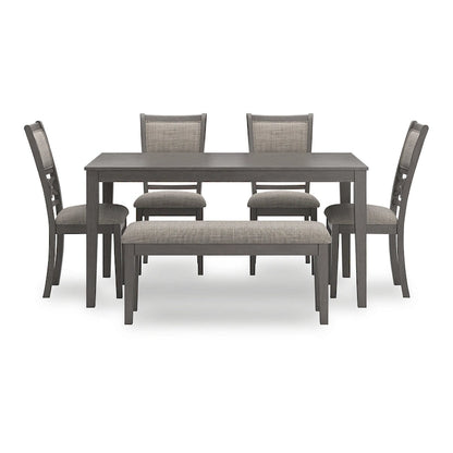 Signature Design by Ashley Langwest Dining Table and 4 Chairs and Bench (Set of 6)