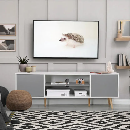 AVAWING Mid-Century Modern TV Stand for 60 TV with Storage and Open Shelf