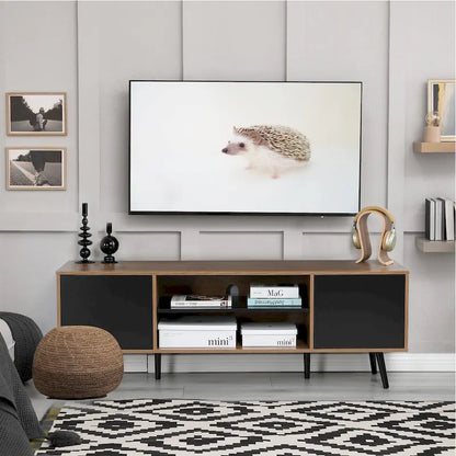 AVAWING Mid-Century Modern TV Stand for 60 TV with Storage and Open Shelf