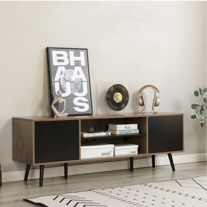 AVAWING Mid-Century Modern TV Stand for 60 TV with Storage and Open Shelf