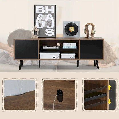 AVAWING Mid-Century Modern TV Stand for 60 TV with Storage and Open Shelf