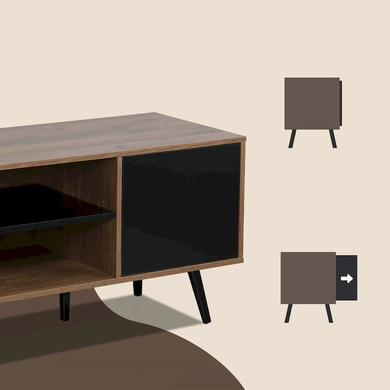 AVAWING Mid-Century Modern TV Stand for 60 TV with Storage and Open Shelf