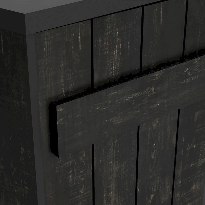 DH BASIC Farmhouse Plank-Style 28-Bottle 47-Inch Wine Cabinet Buffet by Denhour