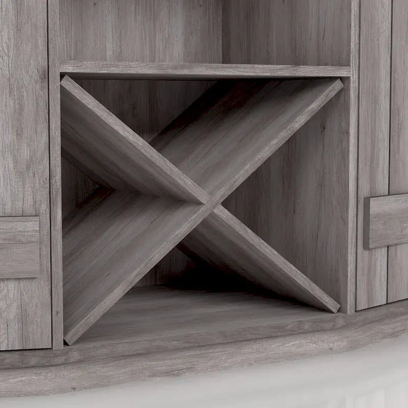 DH BASIC Farmhouse Plank-Style 28-Bottle 47-Inch Wine Cabinet Buffet by Denhour