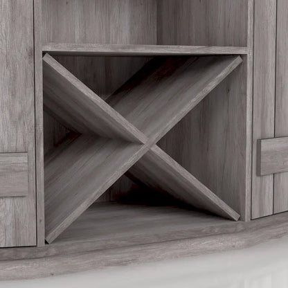 DH BASIC Farmhouse Plank-Style 28-Bottle 47-Inch Wine Cabinet Buffet by Denhour