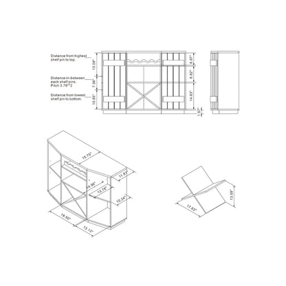 DH BASIC Farmhouse Plank-Style 28-Bottle 47-Inch Wine Cabinet Buffet by Denhour
