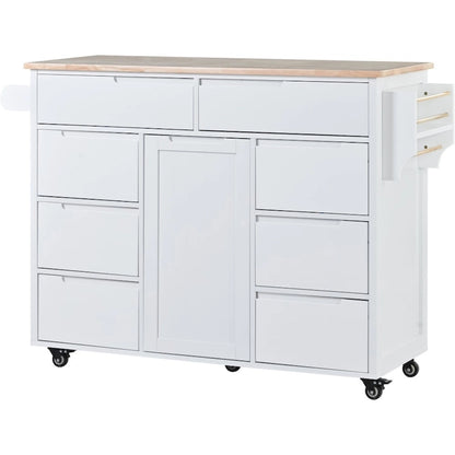 53 in. W Kitchen Island with Countertop and Drawers - N/A