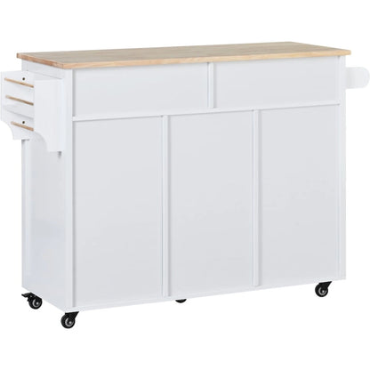 53 in. W Kitchen Island with Countertop and Drawers - N/A
