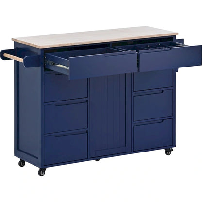53 in. W Kitchen Island with Countertop and Drawers - N/A