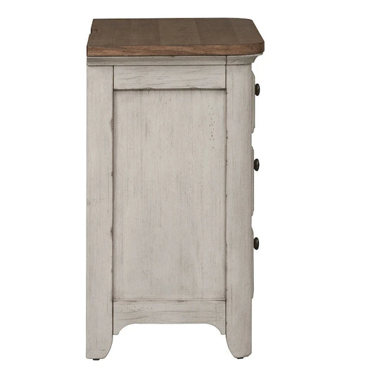 Farmhouse Reimagined 3-Drawer Night Stand with Charging Station