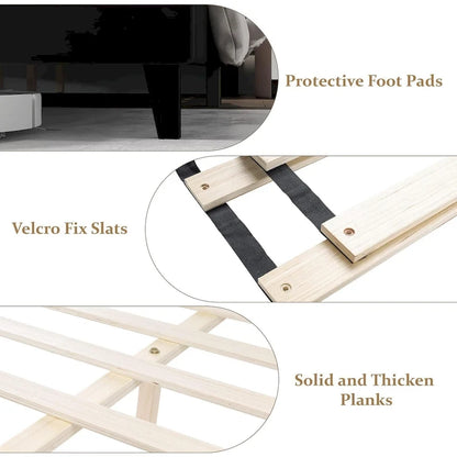 Upholstered Platform Bed Frame with Wingback Headboard