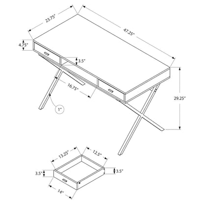 Monarch Specialties 48 Desk with Drawers and Open Shelf
