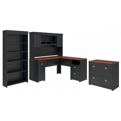 Fairview 60W Desk with Hutch, Cabinet and Bookcase by Bush Furniture