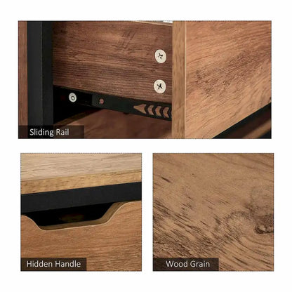 HOMCOM L-Shaped Home Office Writing Desk with Storage Shelf, Drawer, Brown